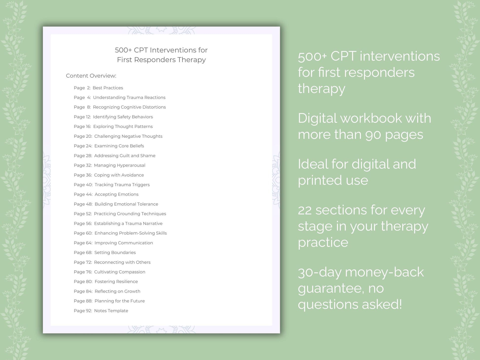 First Responders Cognitive Processing Therapy (CPT) Therapist Worksheets