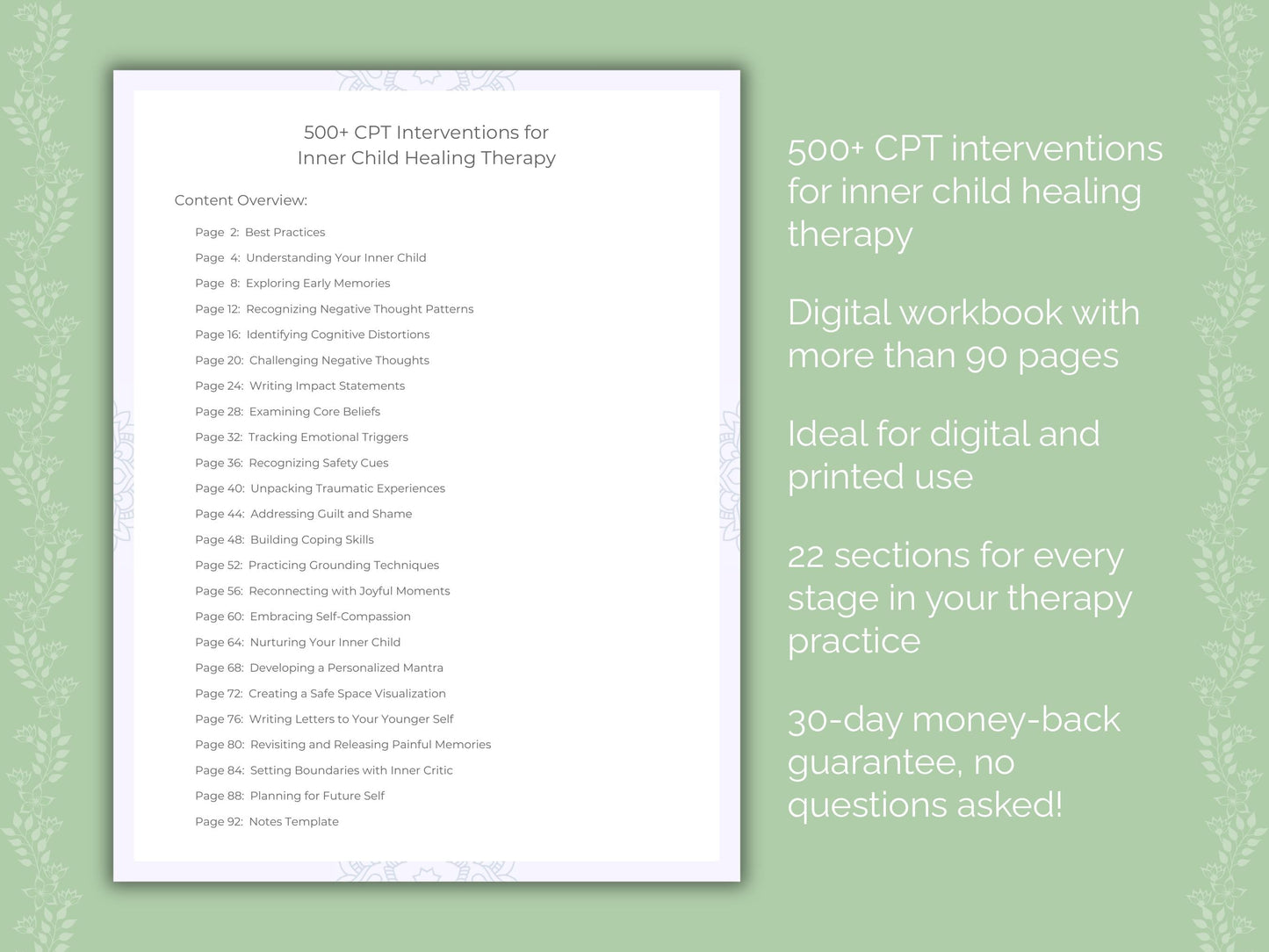 Inner Child Healing Cognitive Processing Therapy (CPT) Therapist Worksheets