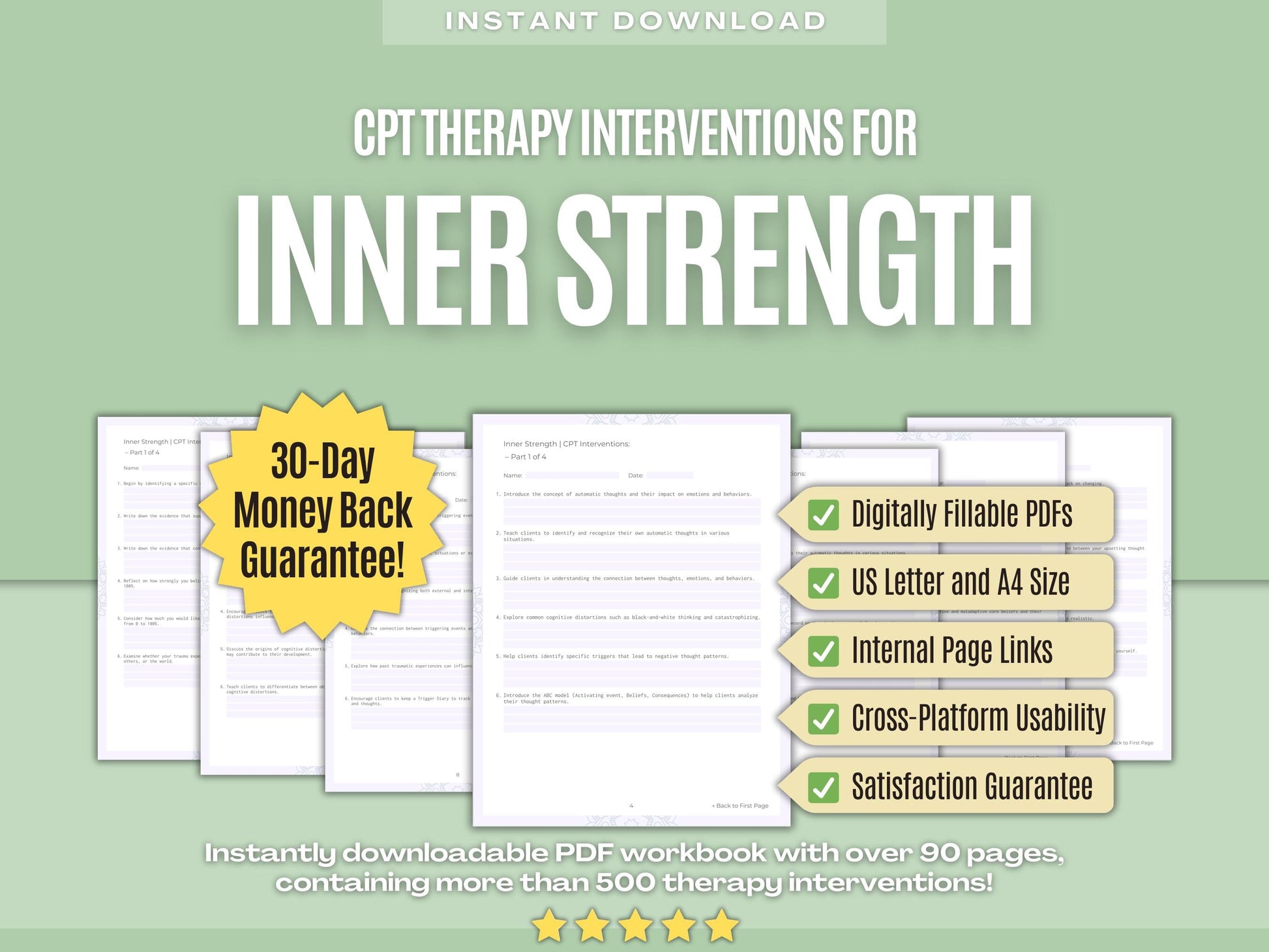 Inner Strength Cognitive Processing Therapy (CPT) Psychology Workbooks