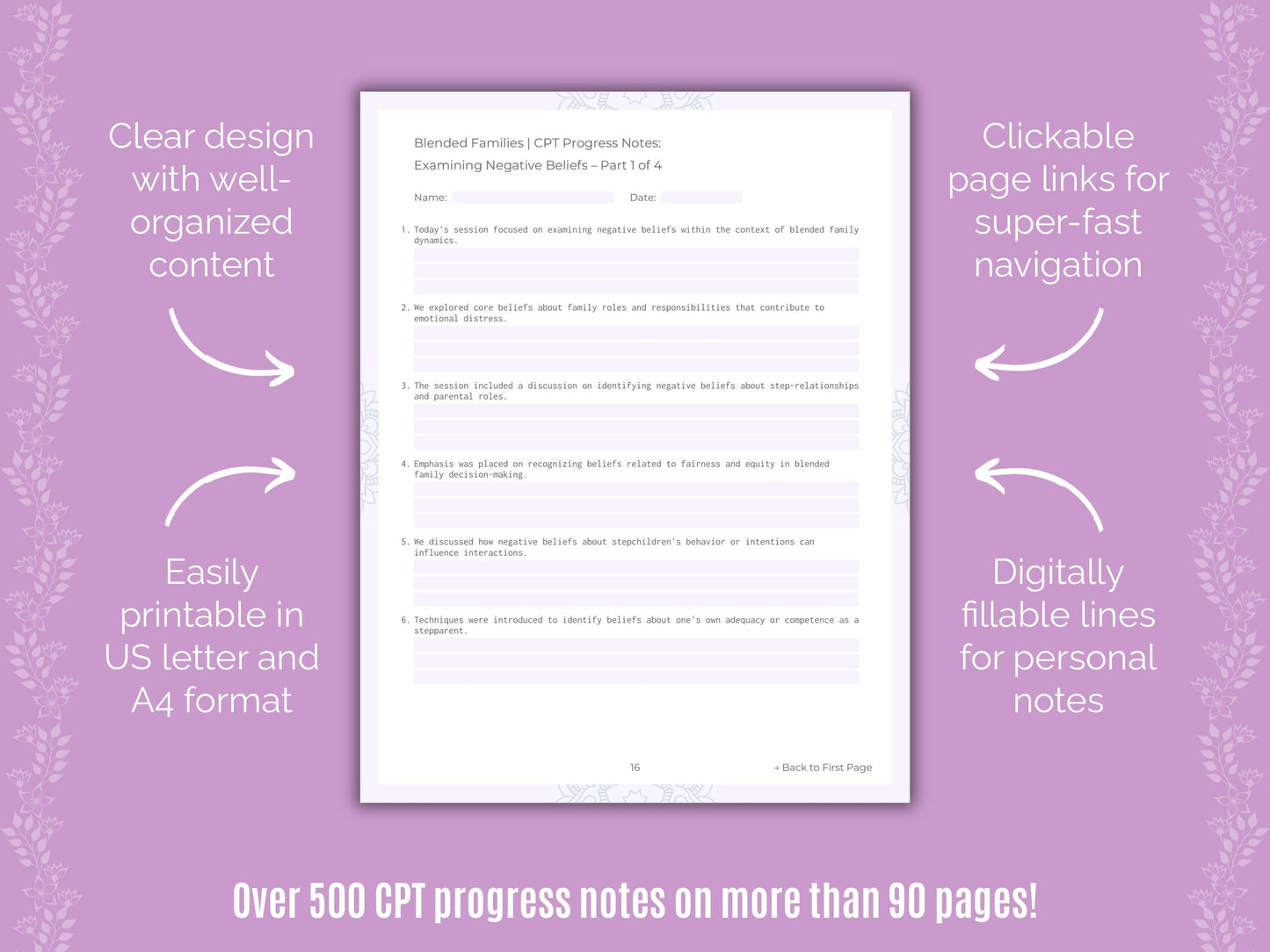Blended Families Cognitive Processing Therapy (CPT) Counseling Templates