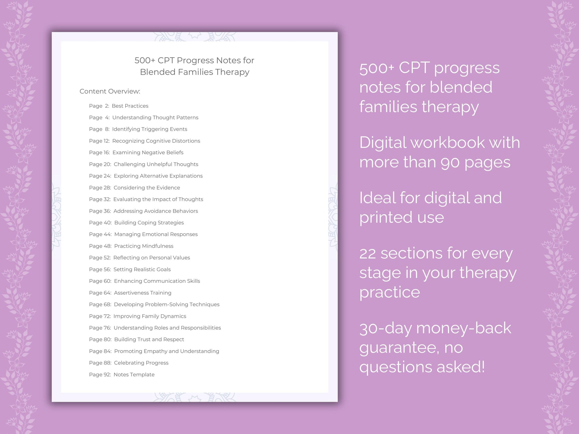 Blended Families Cognitive Processing Therapy (CPT) Therapist Worksheets