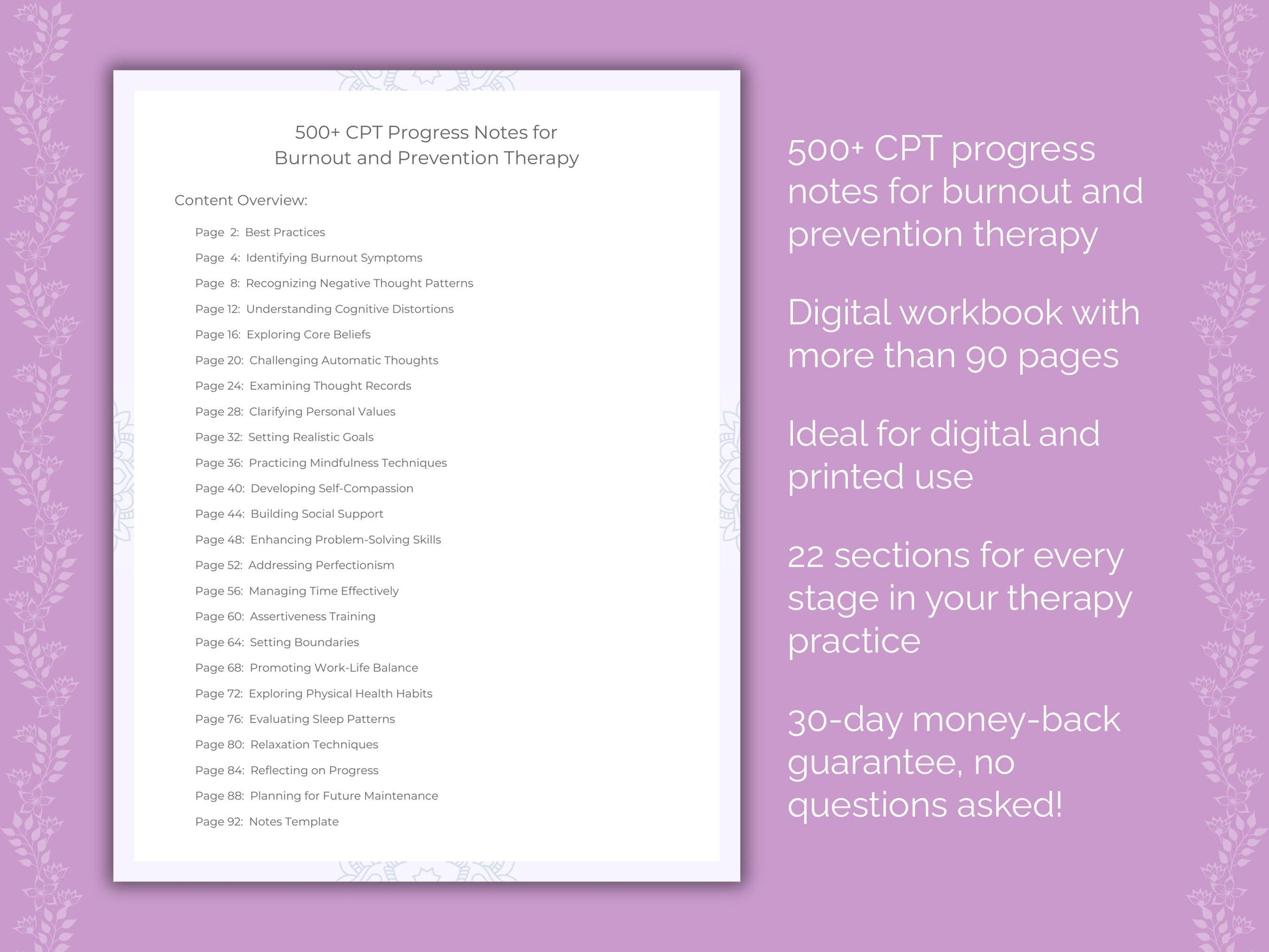 Burnout and Prevention Cognitive Processing Therapy (CPT) Therapist Worksheets