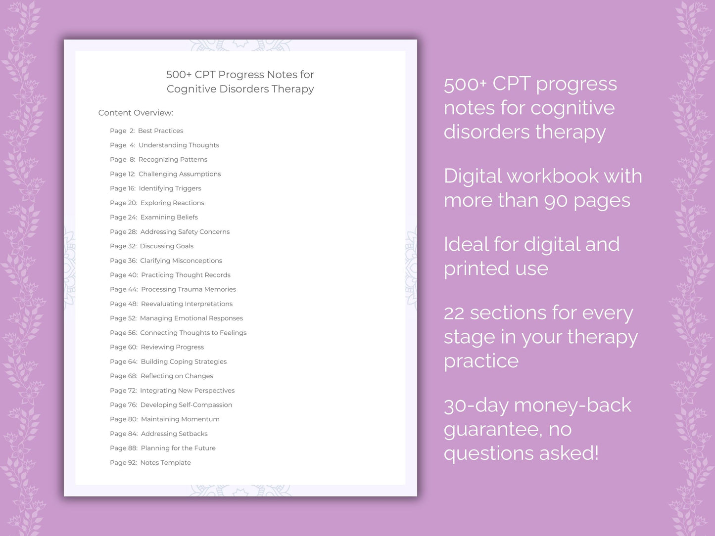 Cognitive Disorders Cognitive Processing Therapy (CPT) Therapist Worksheets