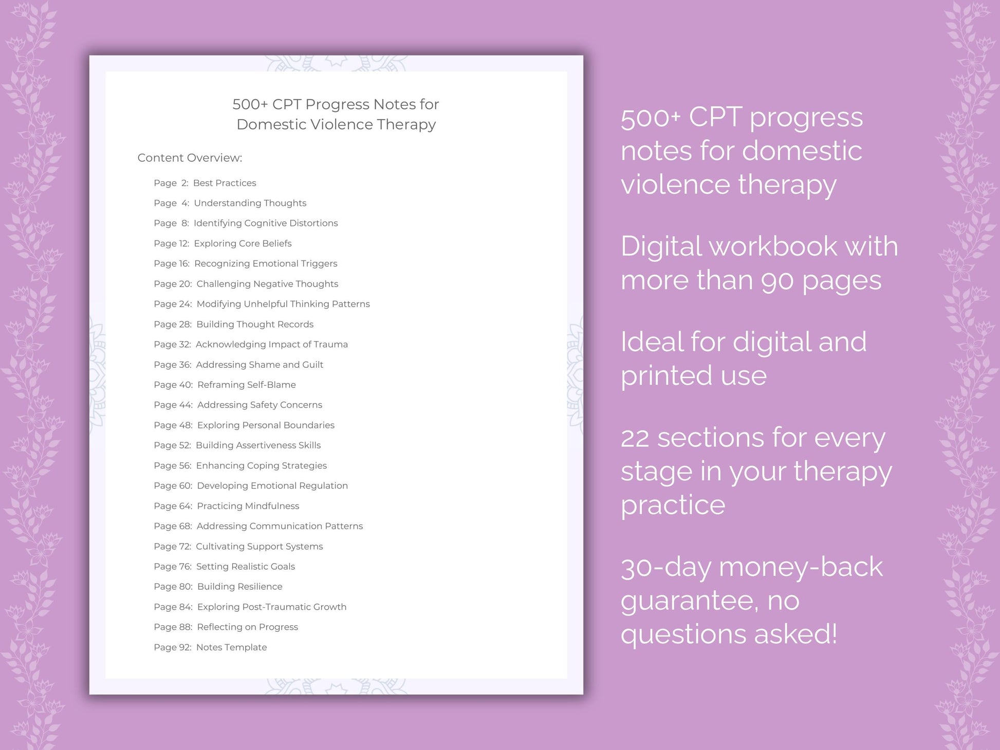 Domestic Violence Cognitive Processing Therapy (CPT) Therapist Worksheets