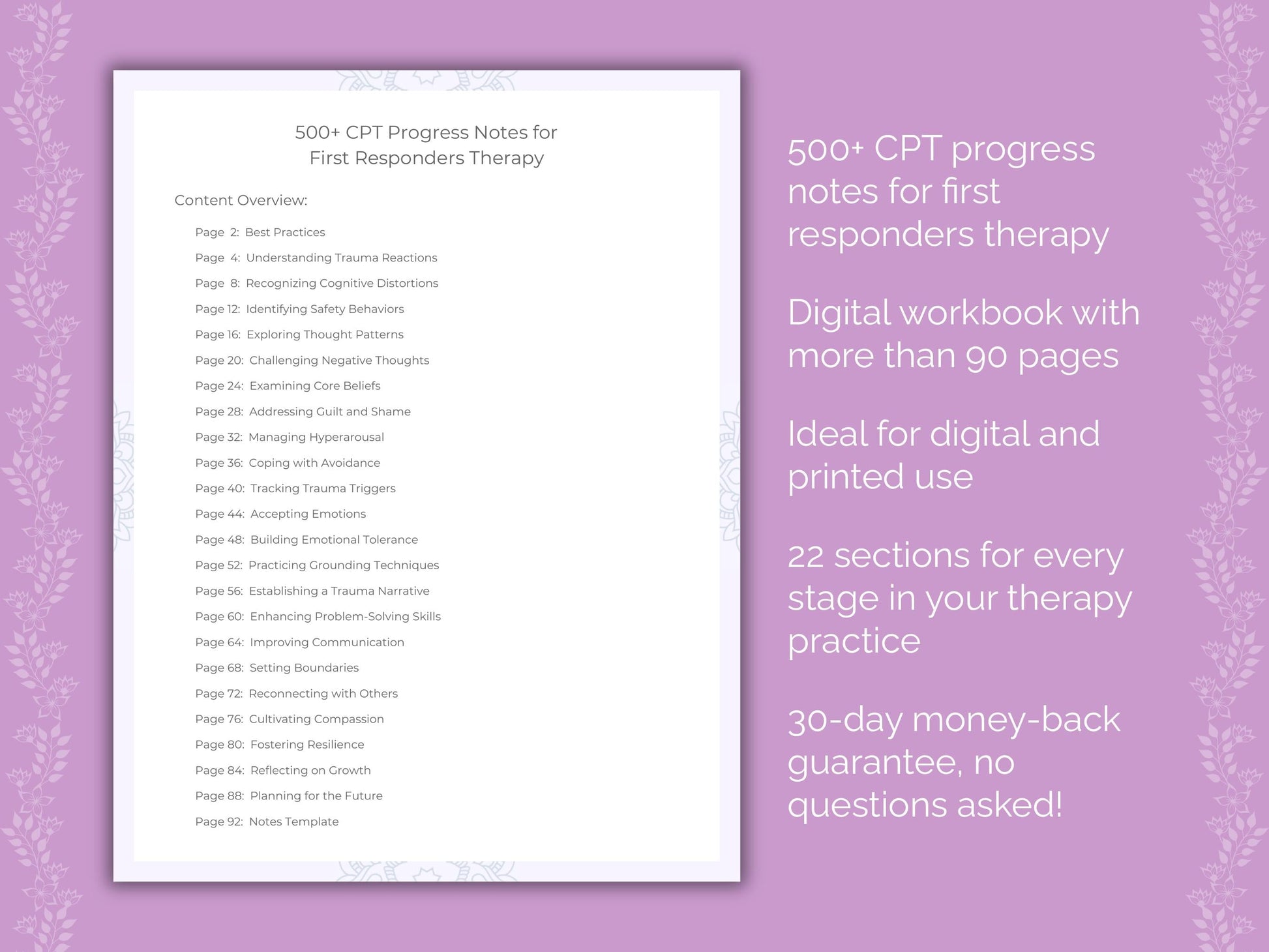 First Responders Cognitive Processing Therapy (CPT) Therapist Worksheets