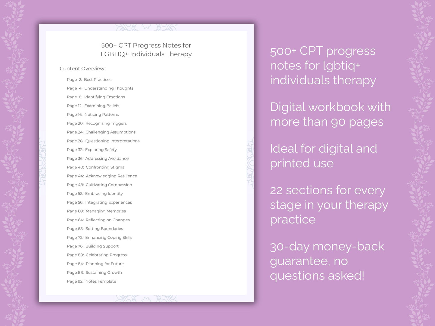 LGBTIQ+ Individuals Cognitive Processing Therapy (CPT) Therapist Worksheets