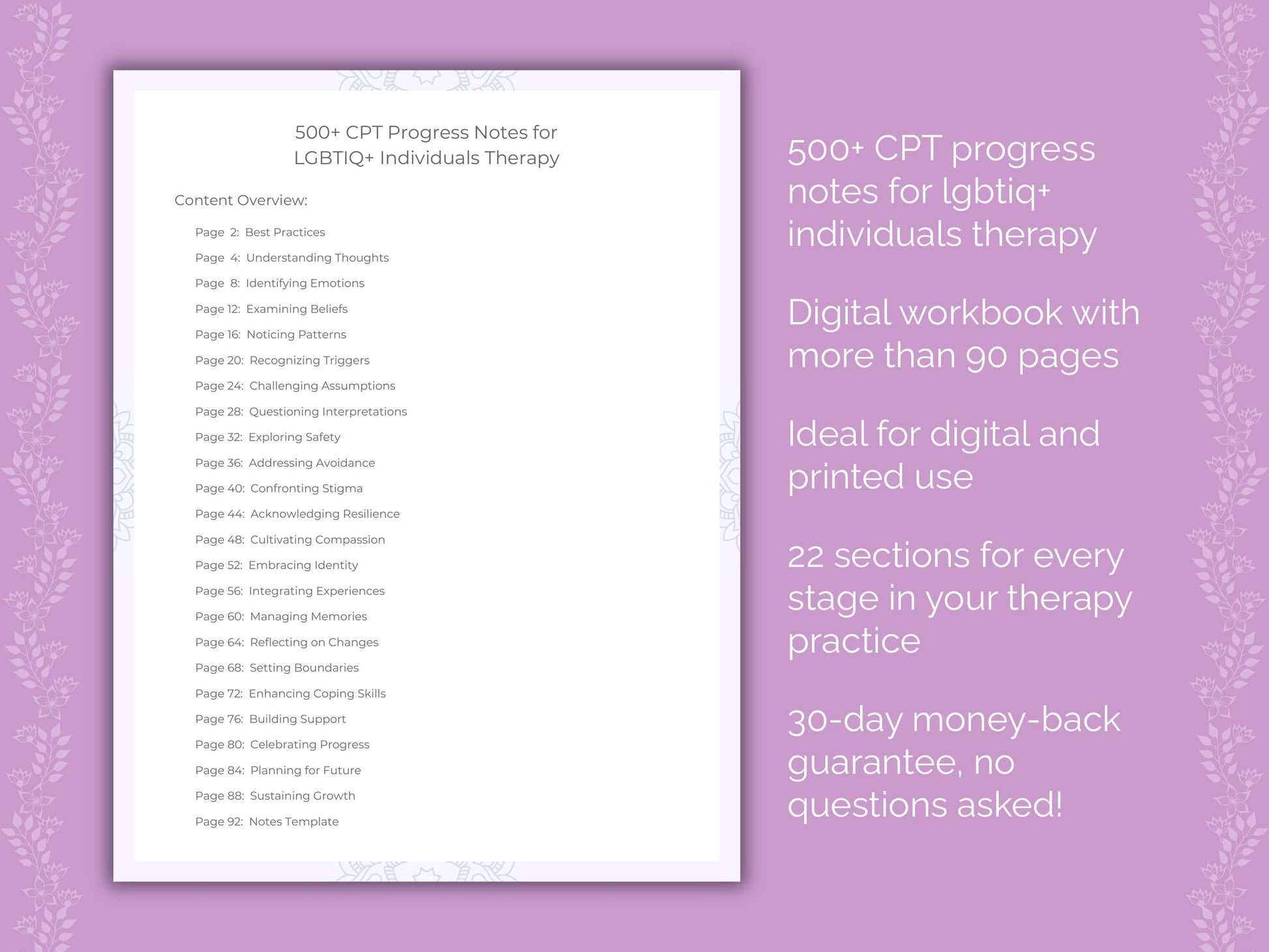 LGBTIQ+ Individuals Cognitive Processing Therapy (CPT) Therapist Worksheets