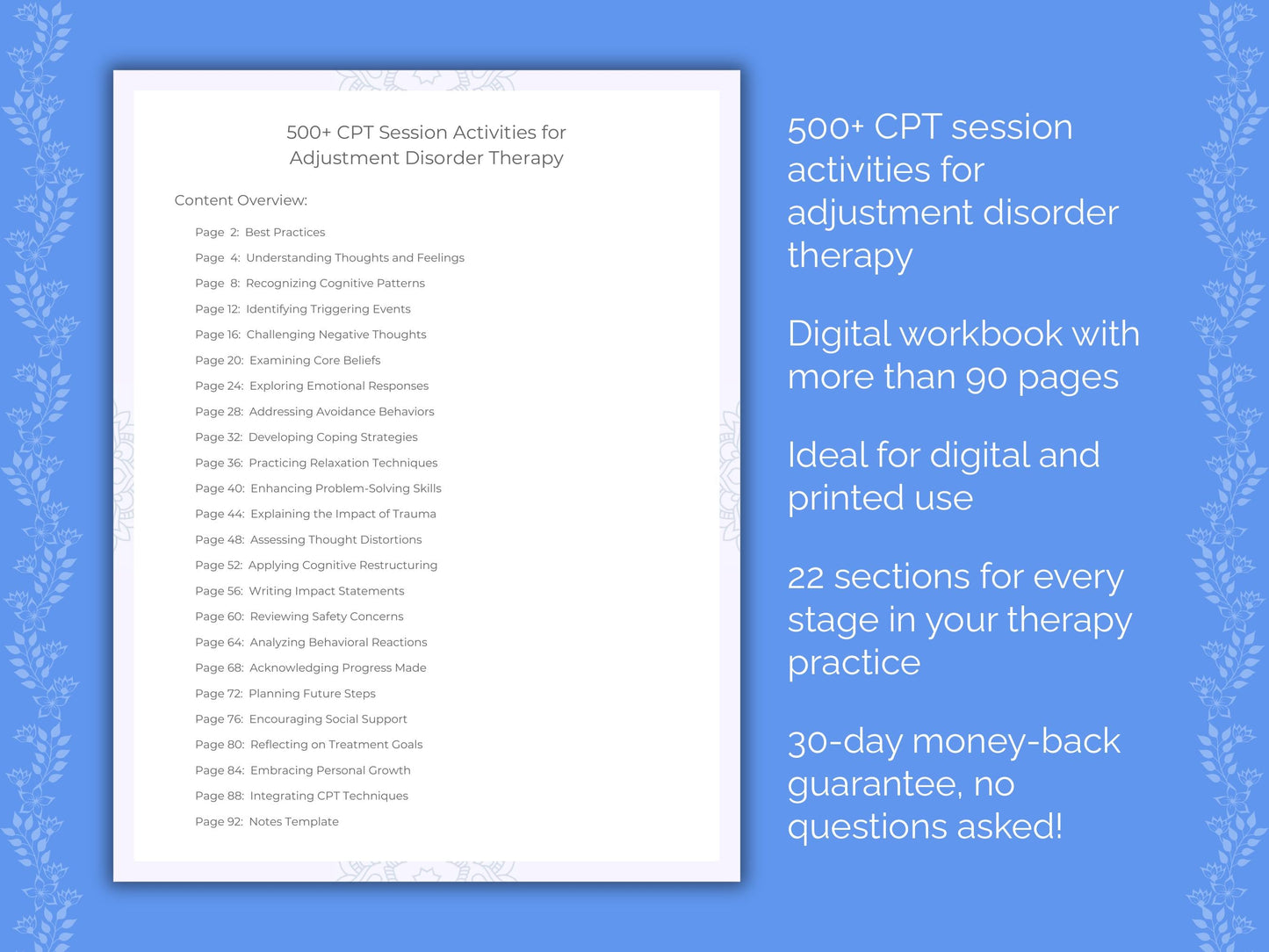 Adjustment Disorder Cognitive Processing Therapy (CPT) Therapist Worksheets