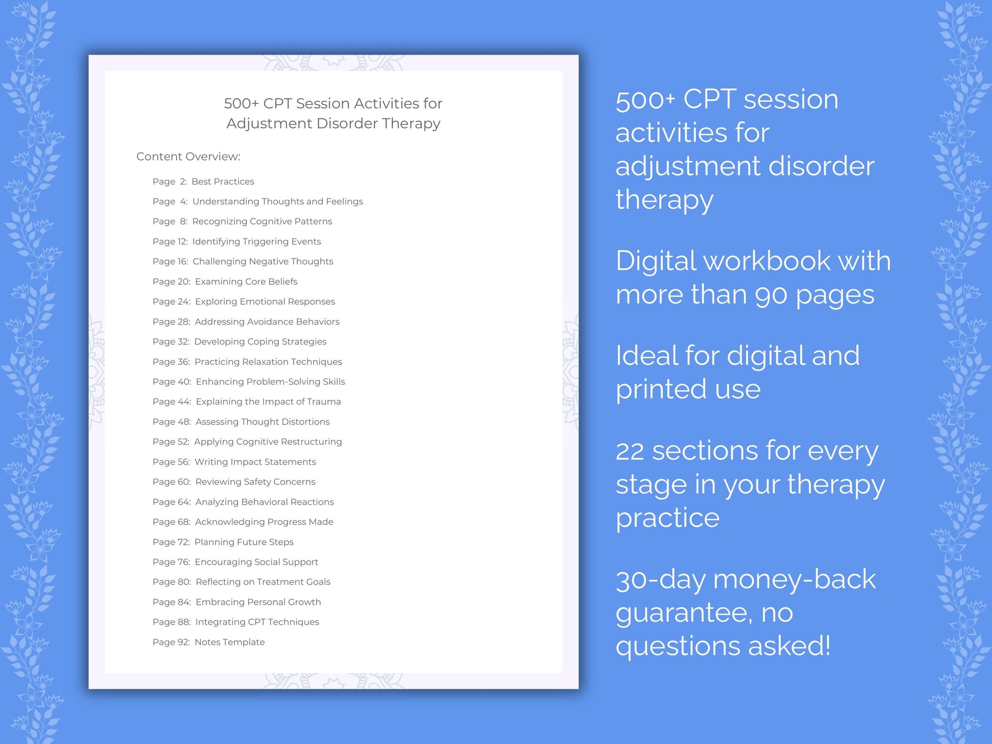 Adjustment Disorder Cognitive Processing Therapy (CPT) Therapist Worksheets