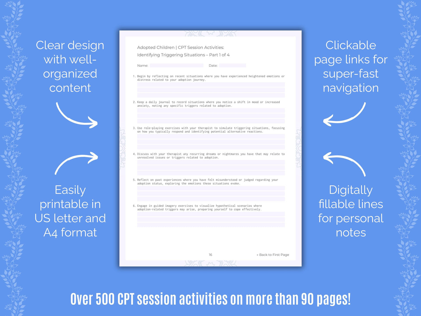 Adopted Children Cognitive Processing Therapy (CPT) Counseling Templates