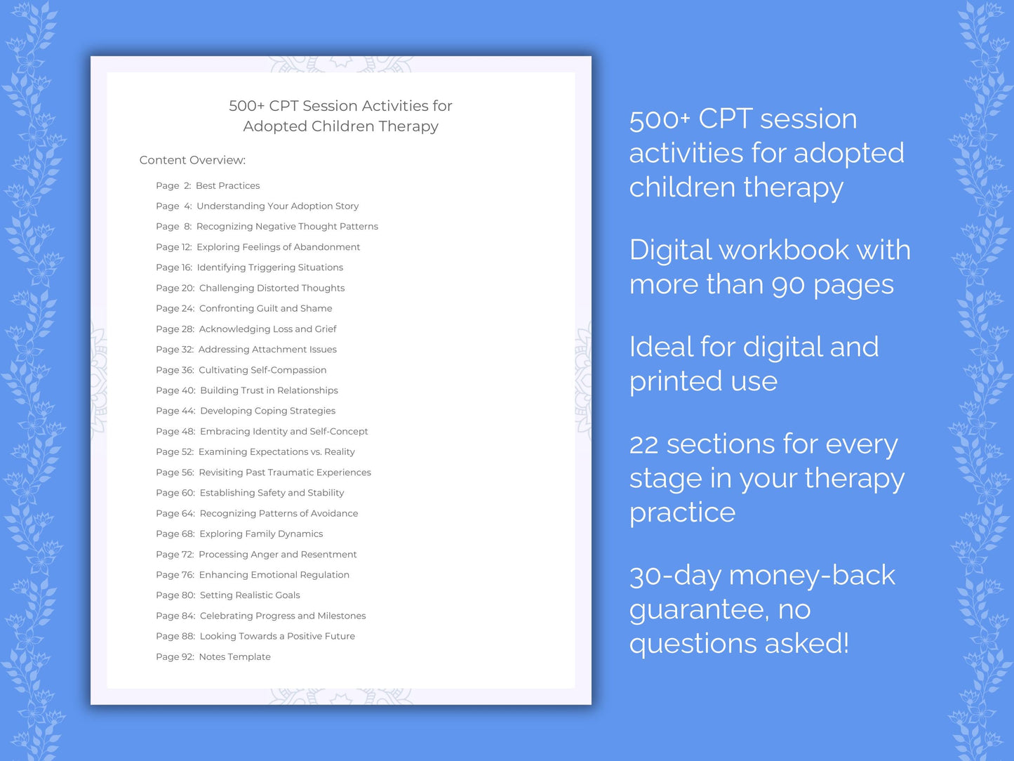 Adopted Children Cognitive Processing Therapy (CPT) Therapist Worksheets