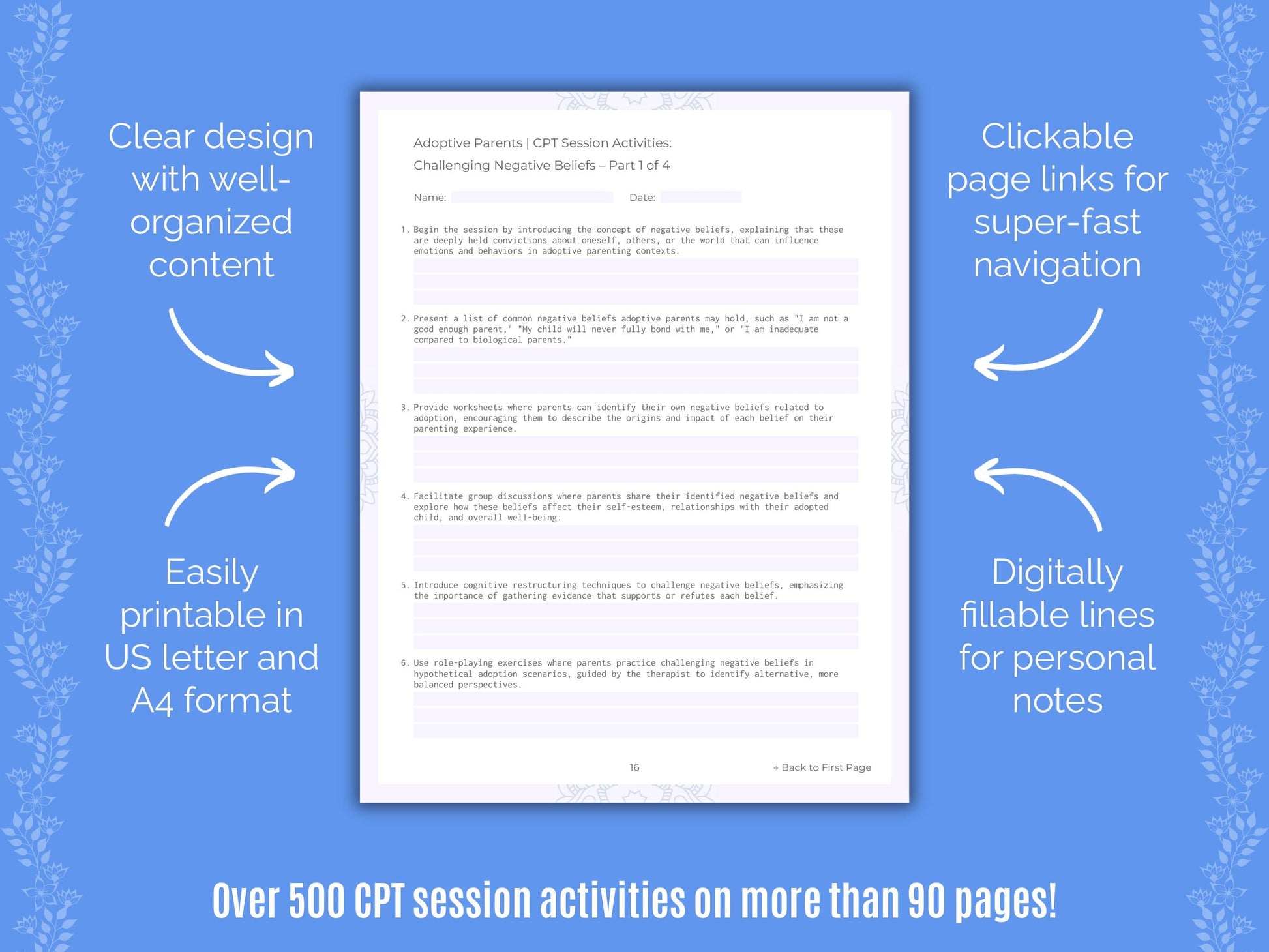 Adoptive Parents Cognitive Processing Therapy (CPT) Counseling Templates