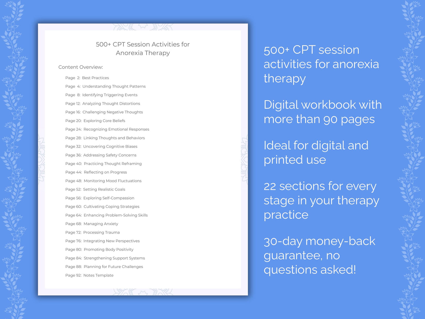 Anorexia Cognitive Processing Therapy (CPT) Therapist Worksheets