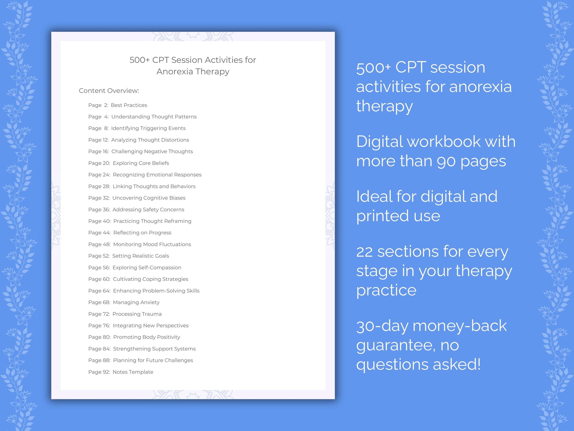 Anorexia Cognitive Processing Therapy (CPT) Therapist Worksheets