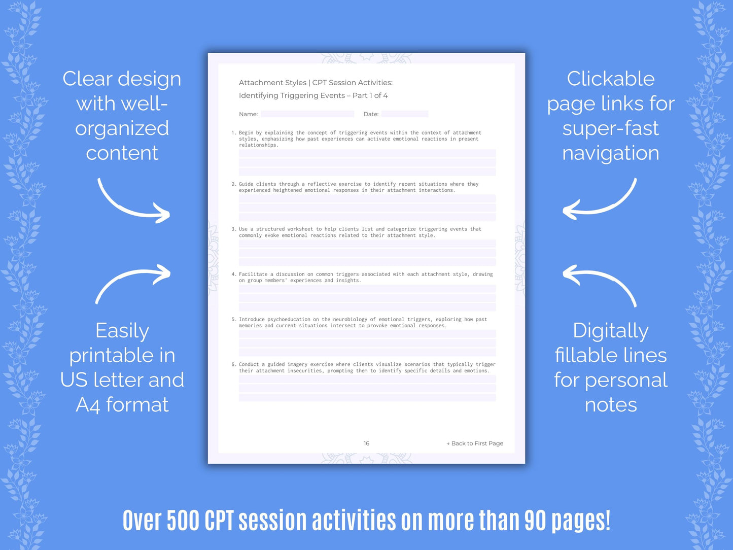 Attachment Styles Cognitive Processing Therapy (CPT) Counseling Templates