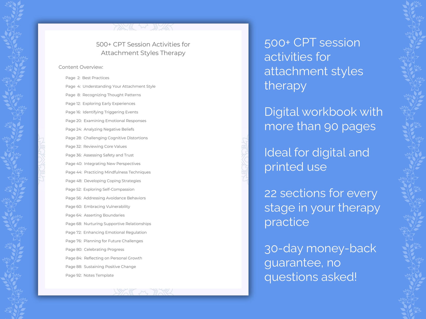 Attachment Styles Cognitive Processing Therapy (CPT) Therapist Worksheets