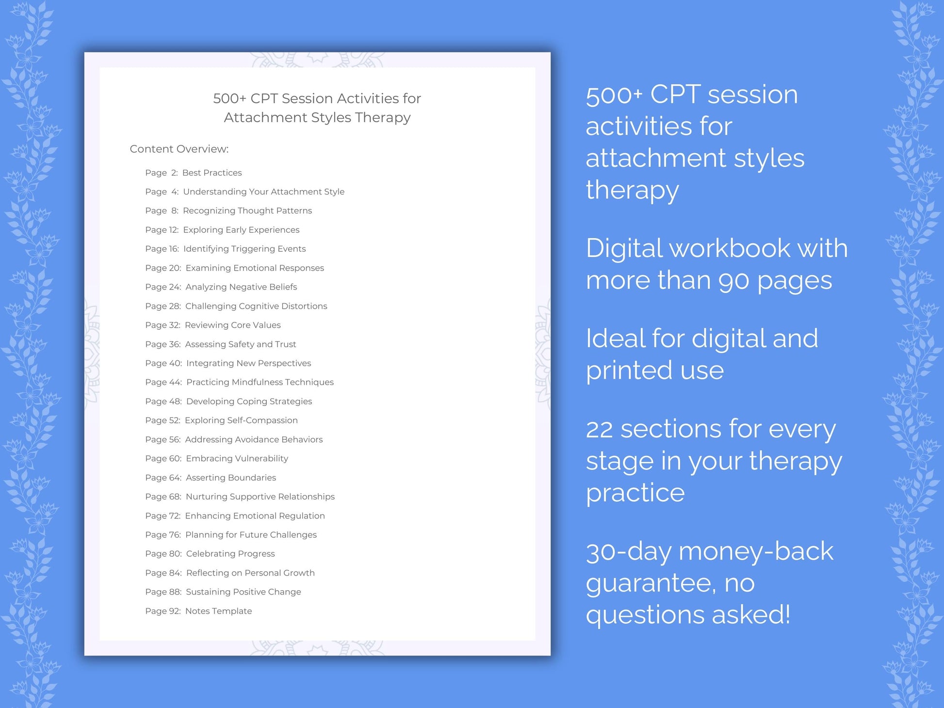 Attachment Styles Cognitive Processing Therapy (CPT) Therapist Worksheets