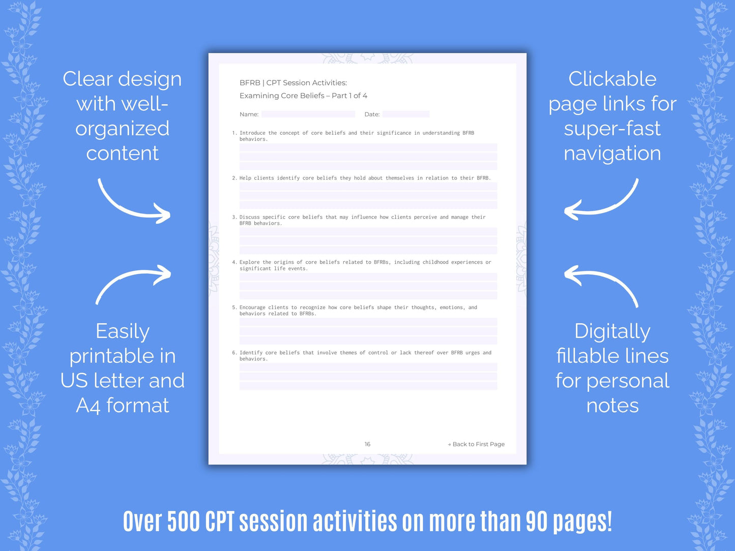 Body-Focused Repetitive Behavior (BFRB) Cognitive Processing Therapy (CPT) Counseling Templates