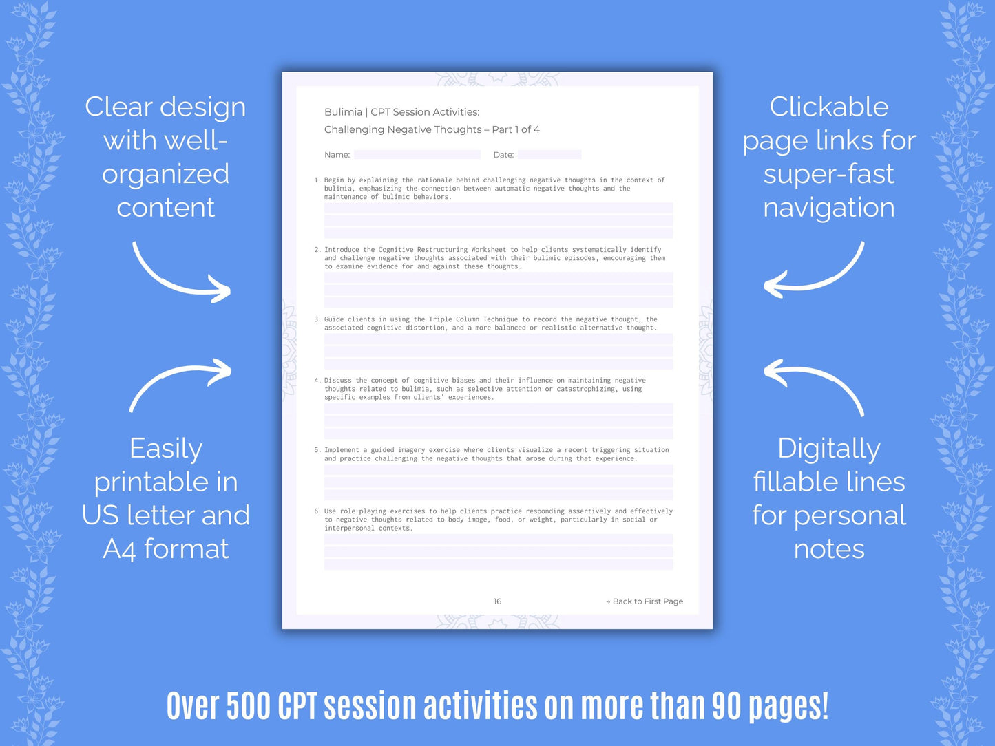 Bulimia Cognitive Processing Therapy (CPT) Counseling Templates