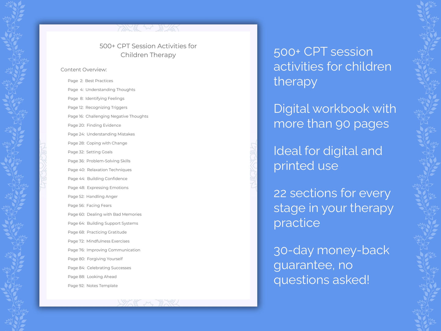 Children Cognitive Processing Therapy (CPT) Therapist Worksheets