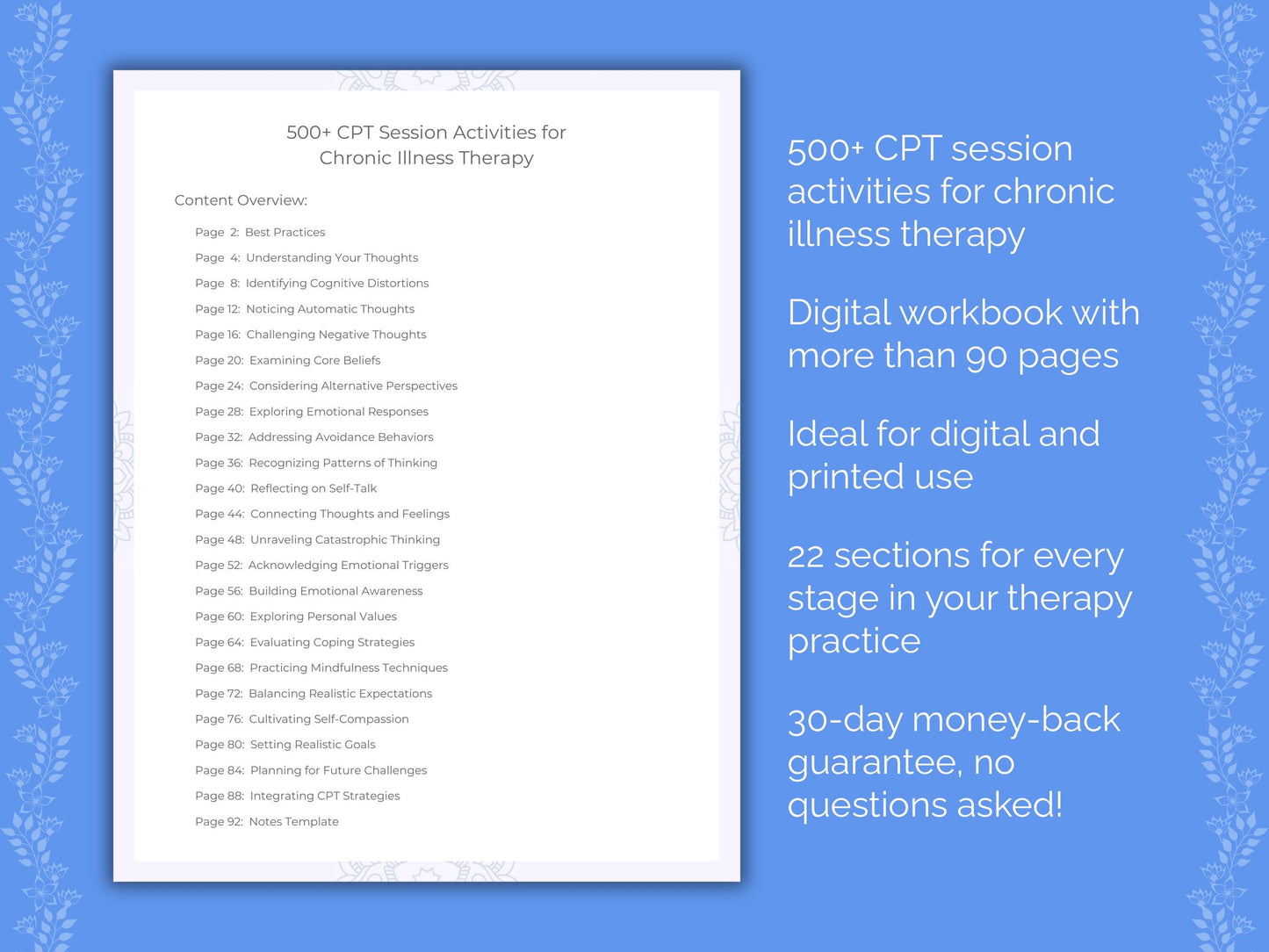 Chronic Illness Cognitive Processing Therapy (CPT) Therapist Worksheets