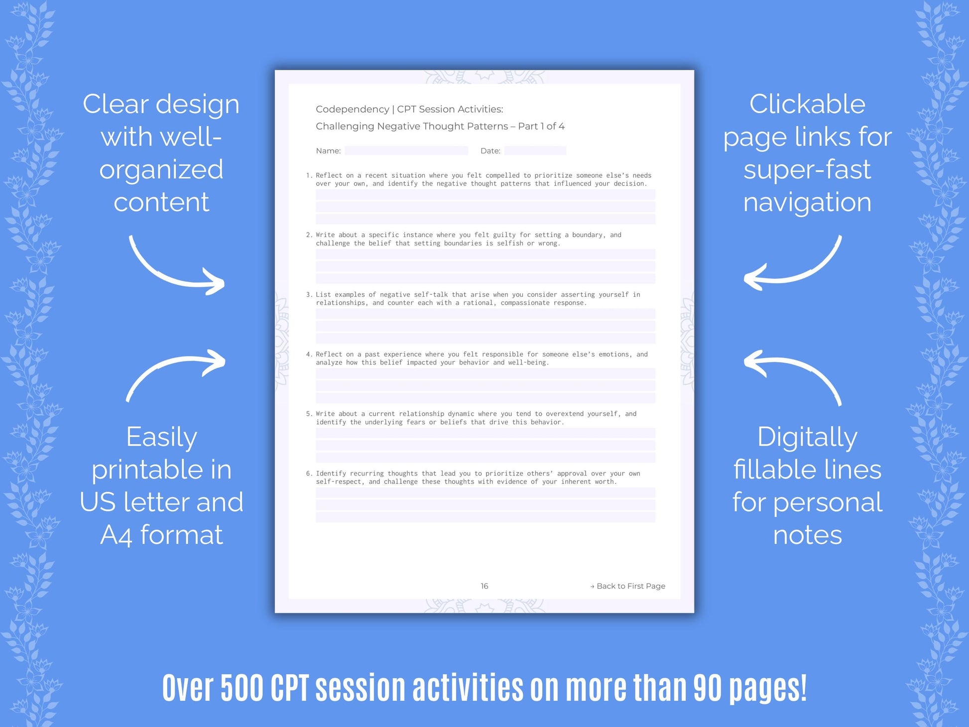 Codependency Cognitive Processing Therapy (CPT) Counseling Templates