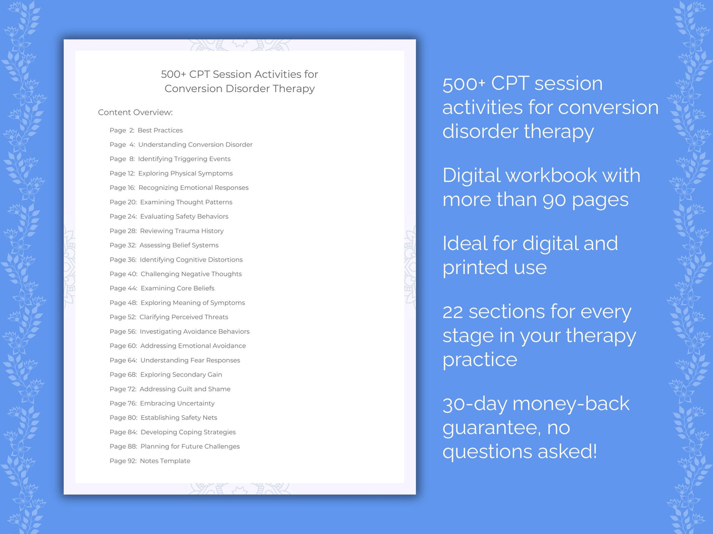 Conversion Disorder Cognitive Processing Therapy (CPT) Therapist Worksheets