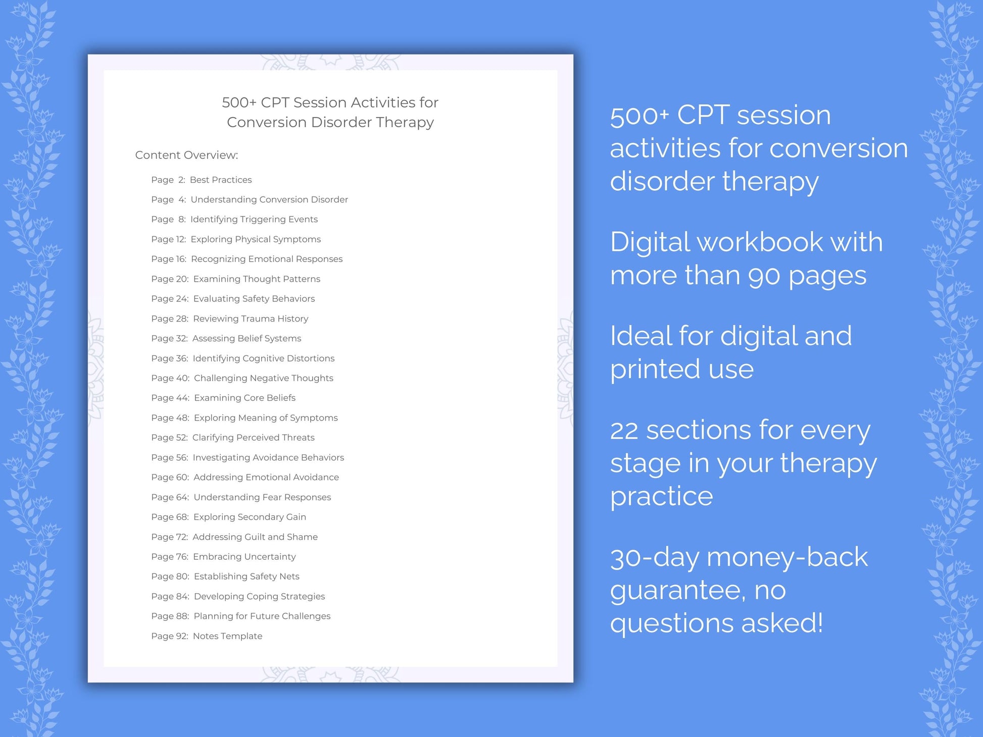 Conversion Disorder Cognitive Processing Therapy (CPT) Therapist Worksheets