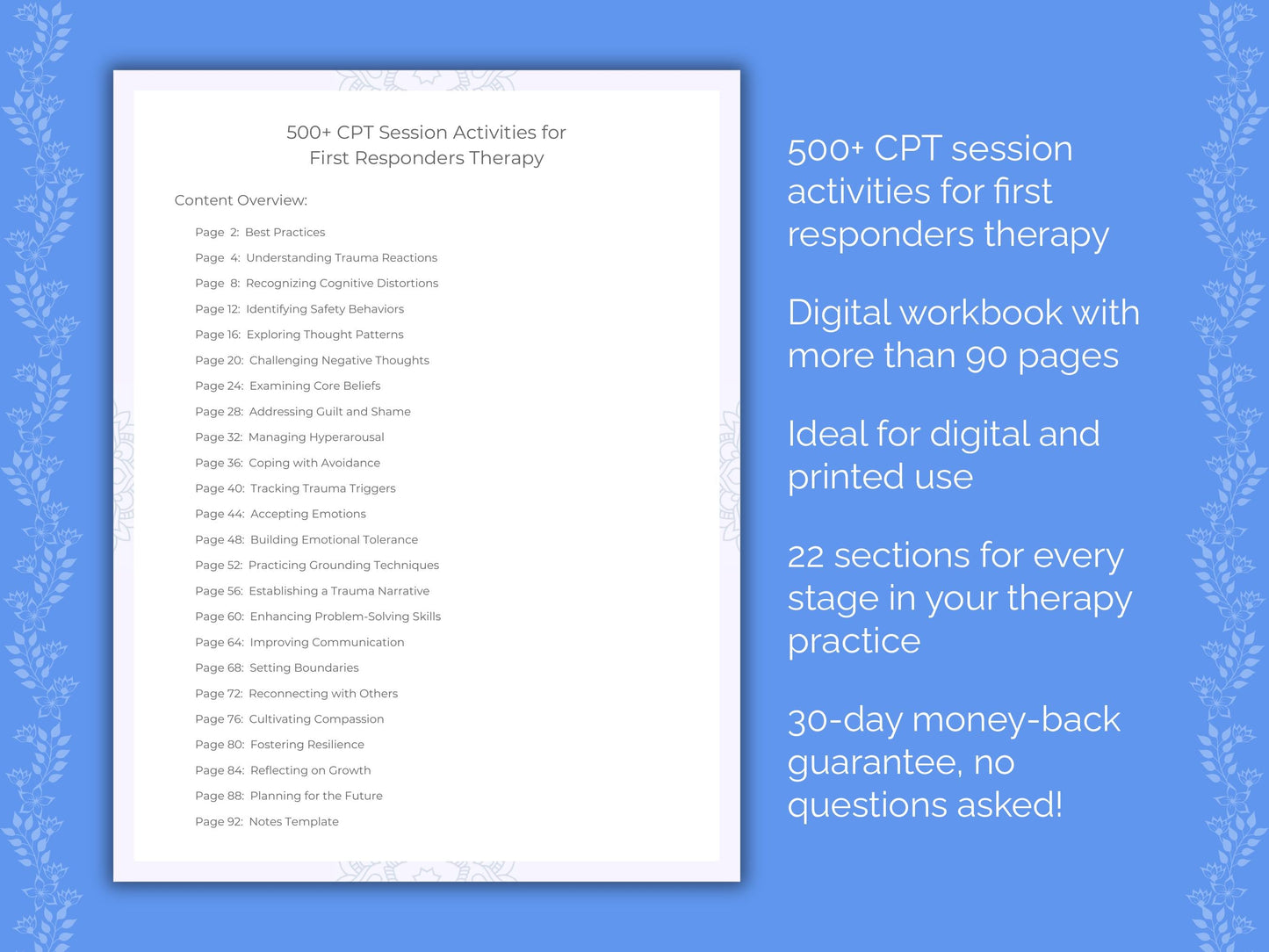 First Responders Cognitive Processing Therapy (CPT) Therapist Worksheets