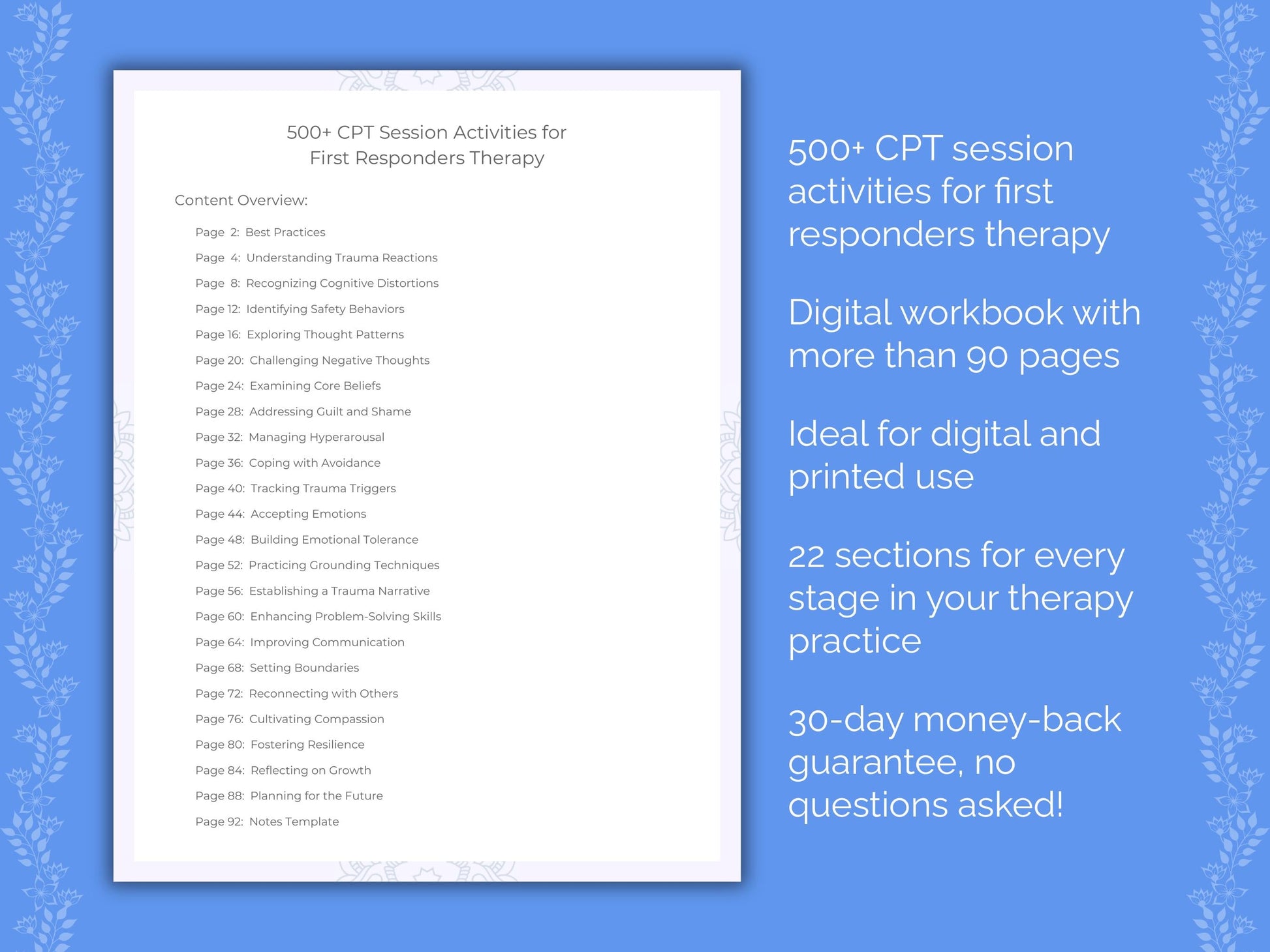 First Responders Cognitive Processing Therapy (CPT) Therapist Worksheets