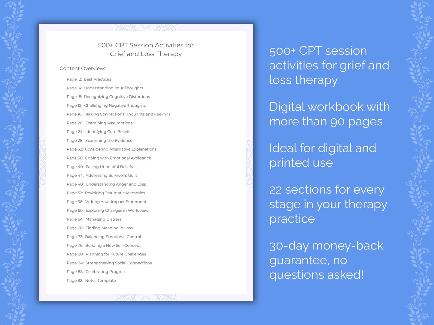 Grief and Loss Cognitive Processing Therapy (CPT) Therapist Worksheets