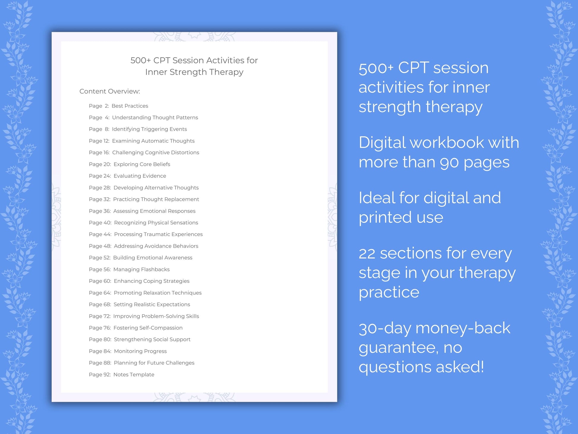 Inner Strength Cognitive Processing Therapy (CPT) Therapist Worksheets