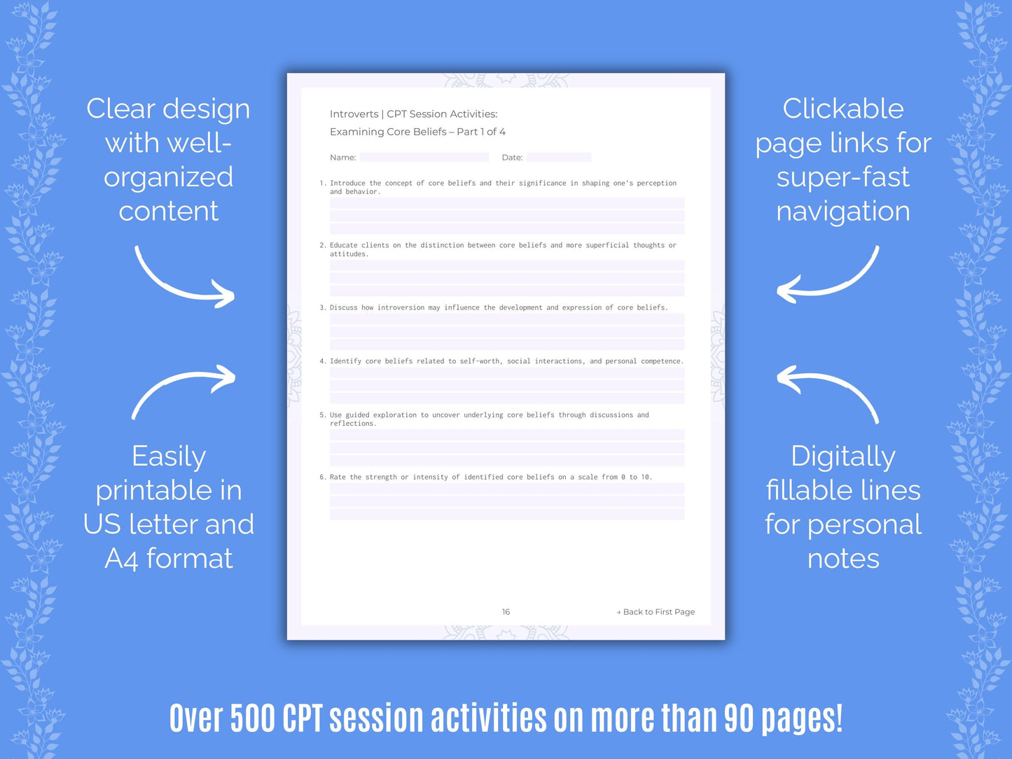 Introversion Cognitive Processing Therapy (CPT) Counseling Templates