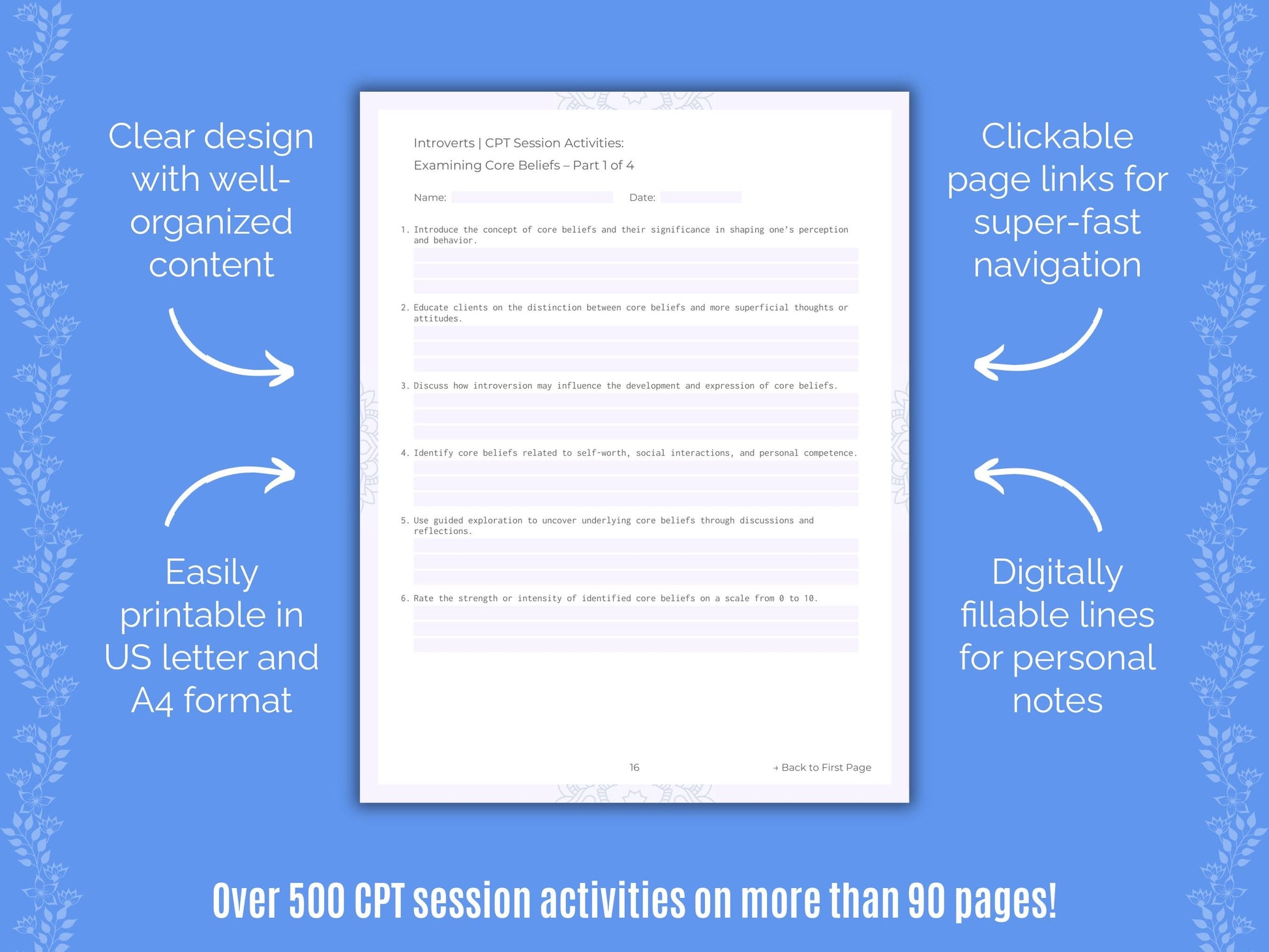 Introversion Cognitive Processing Therapy (CPT) Counseling Templates