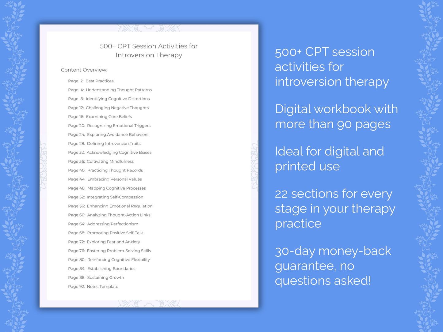 Introversion Cognitive Processing Therapy (CPT) Therapist Worksheets
