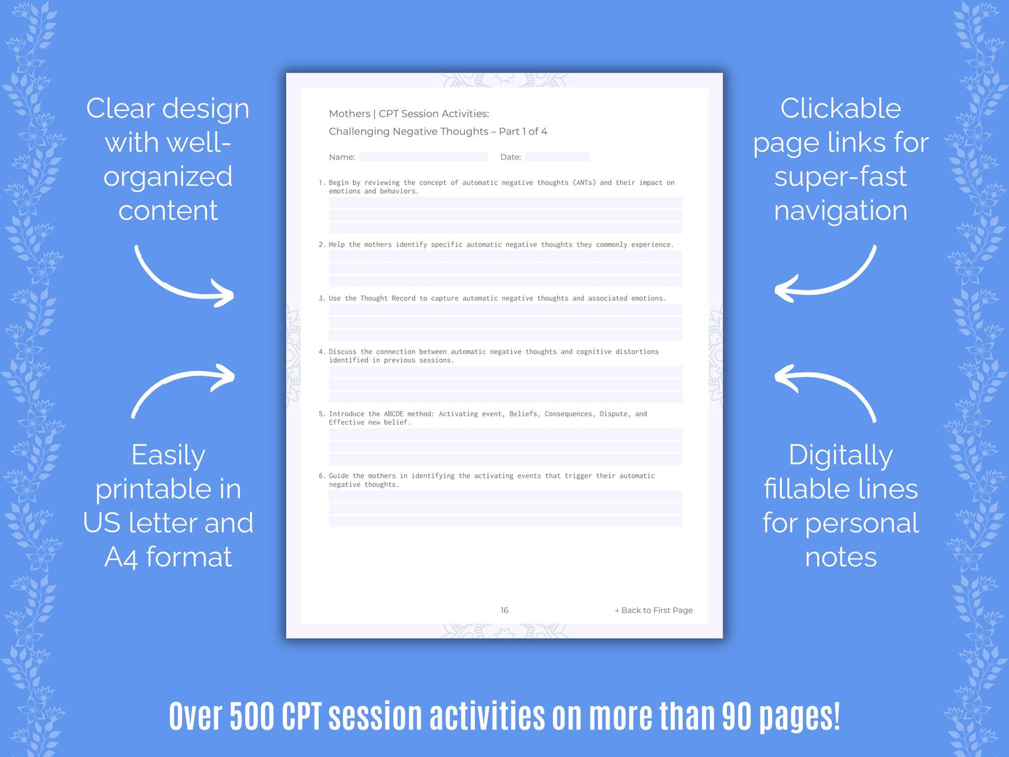 Mothers Cognitive Processing Therapy (CPT) Counseling Templates