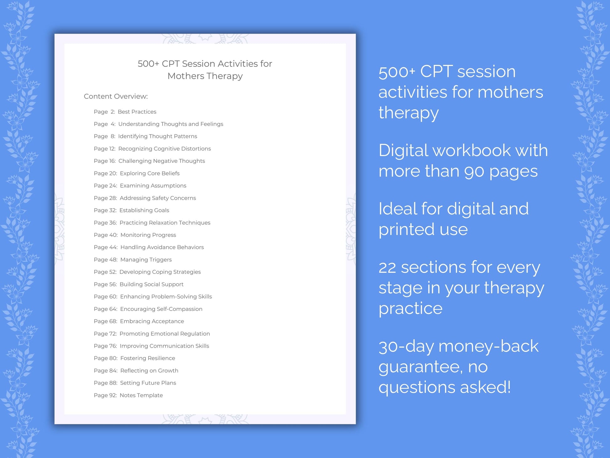 Mothers Cognitive Processing Therapy (CPT) Therapist Worksheets