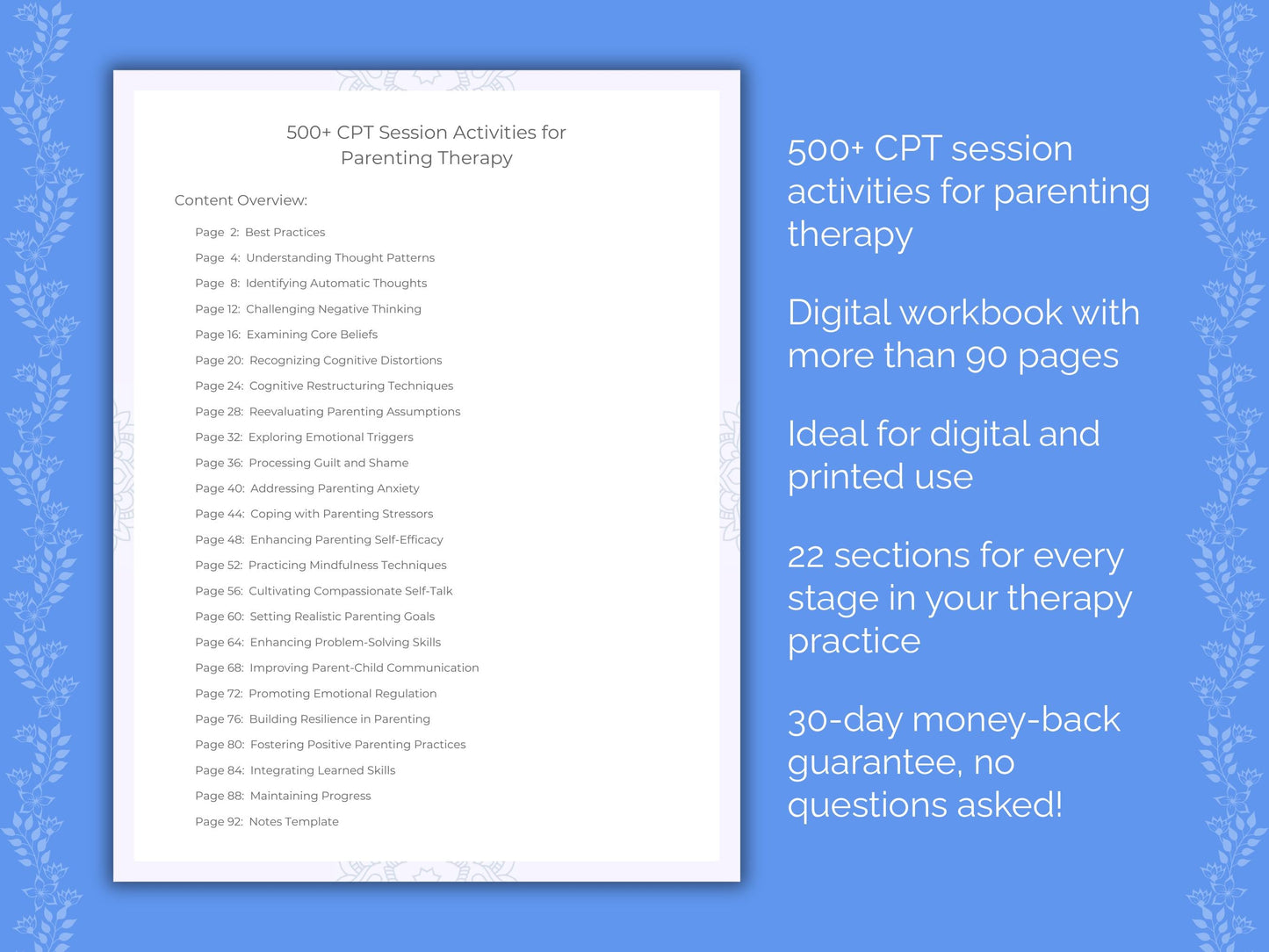 Parenting Cognitive Processing Therapy (CPT) Therapist Worksheets