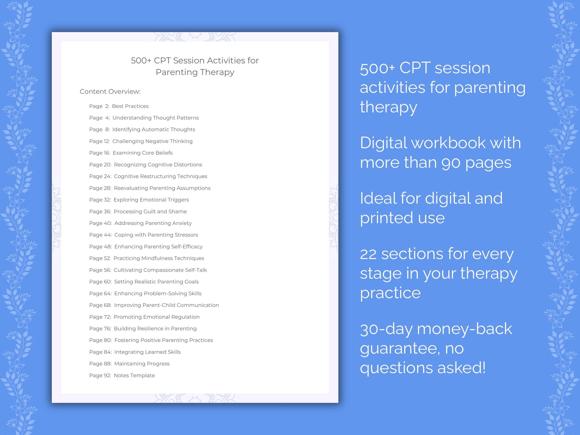 Parenting Cognitive Processing Therapy (CPT) Therapist Worksheets