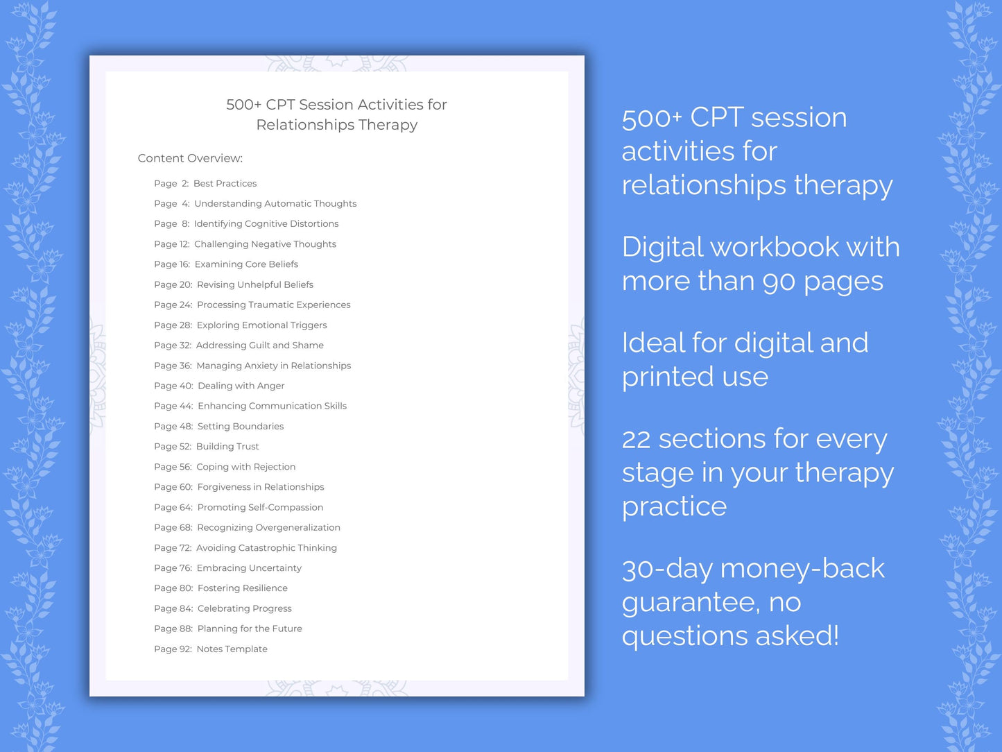 Relationships Cognitive Processing Therapy (CPT) Therapist Worksheets