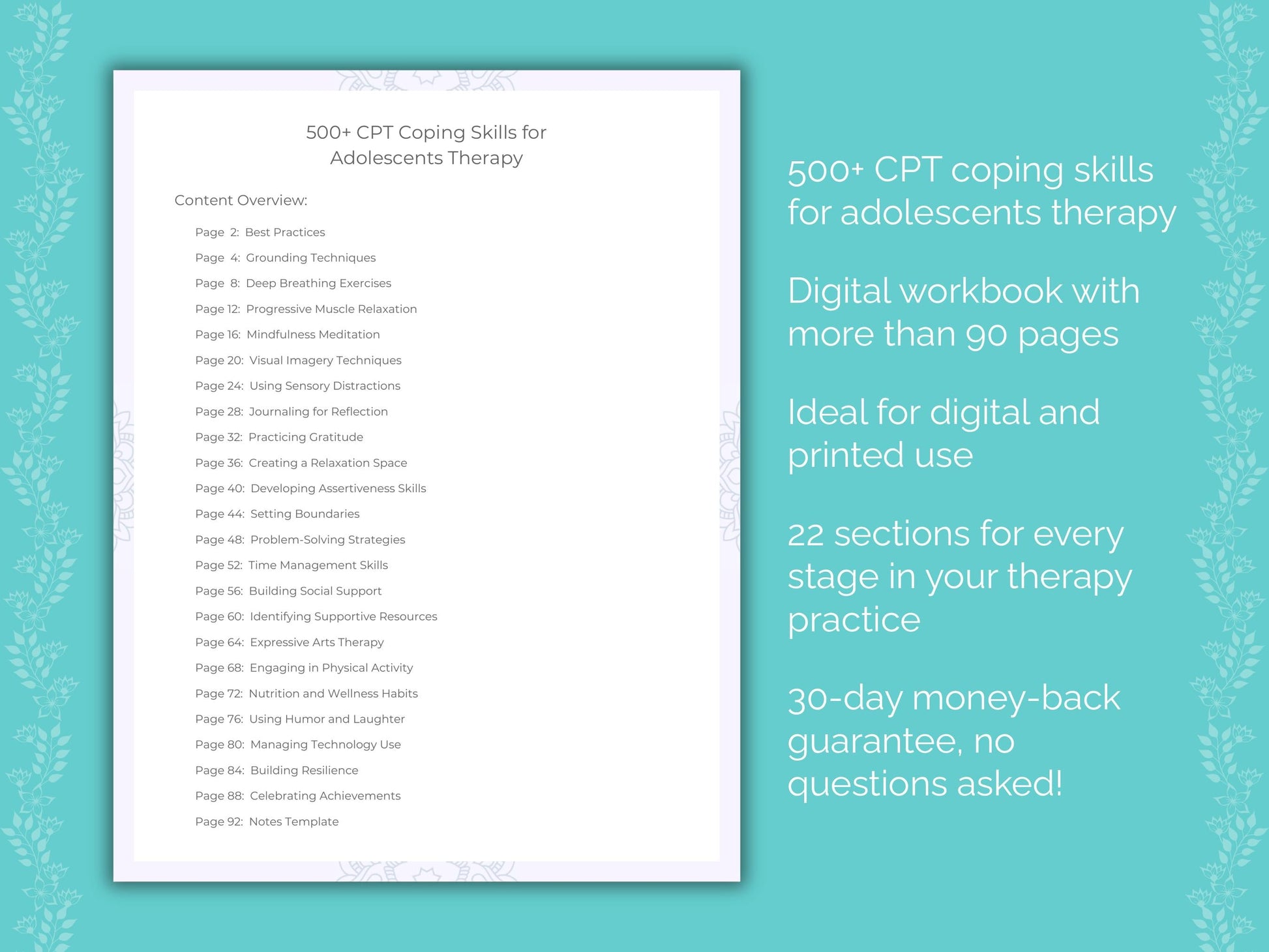 Adolescents Cognitive Processing Therapy (CPT) Therapist Worksheets