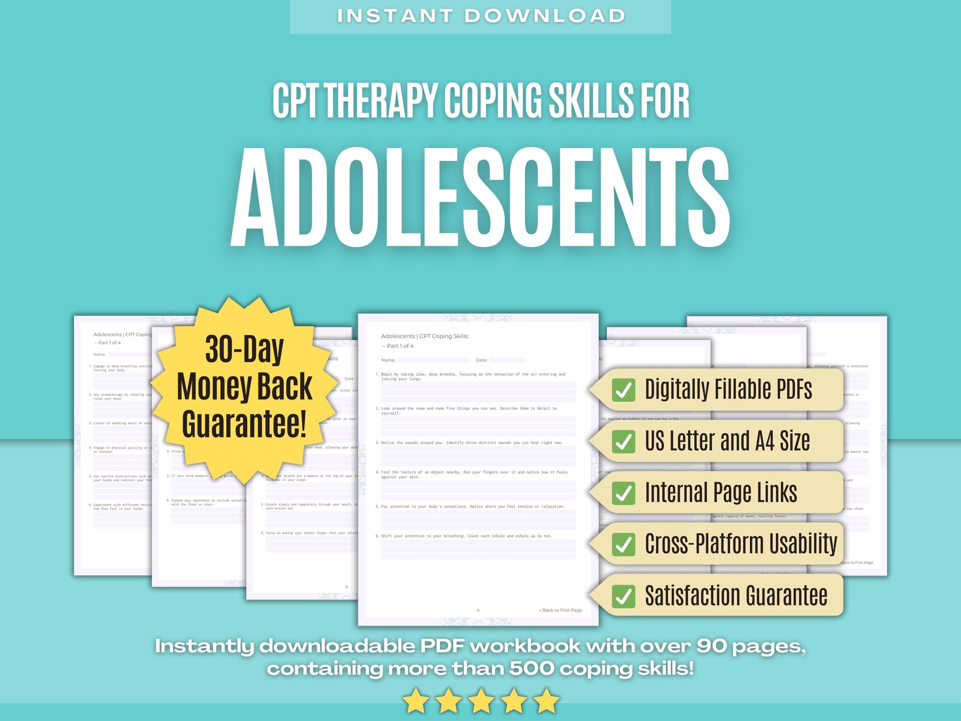 Adolescents Cognitive Processing Therapy (CPT) Psychology Workbooks