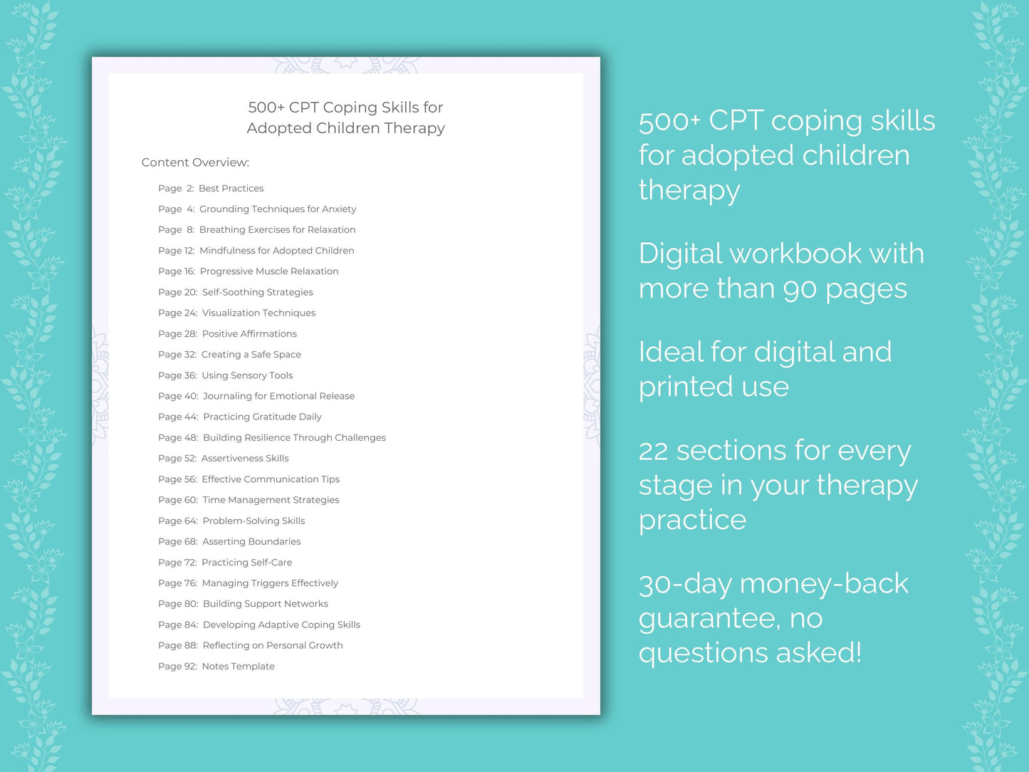 Adopted Children Cognitive Processing Therapy (CPT) Therapist Worksheets