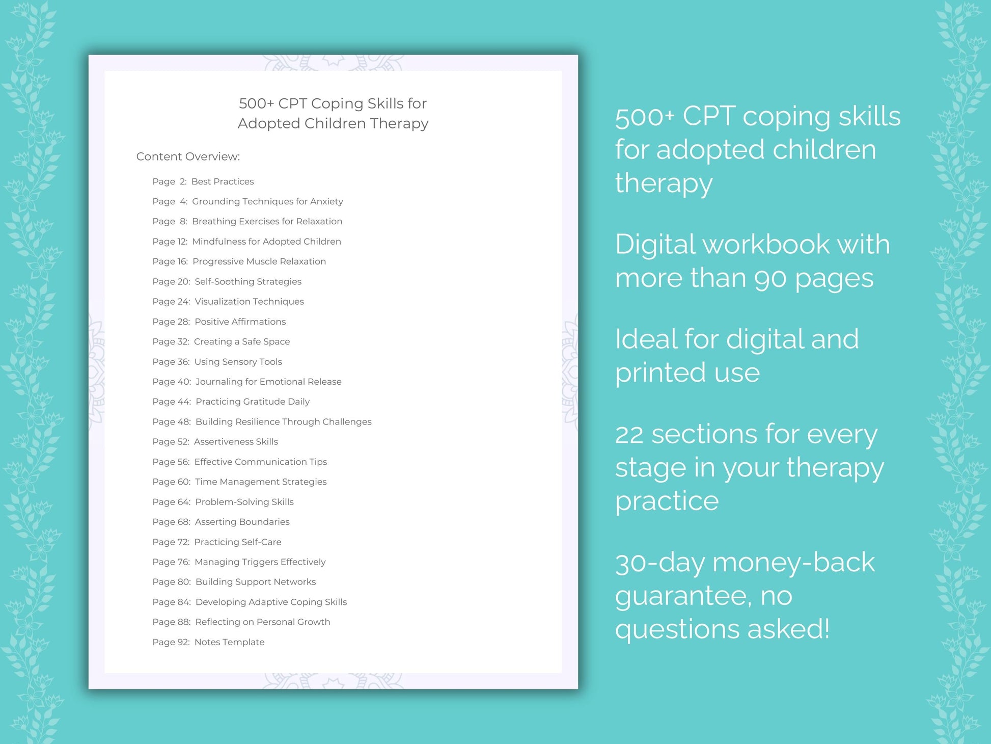 Adopted Children Cognitive Processing Therapy (CPT) Therapist Worksheets