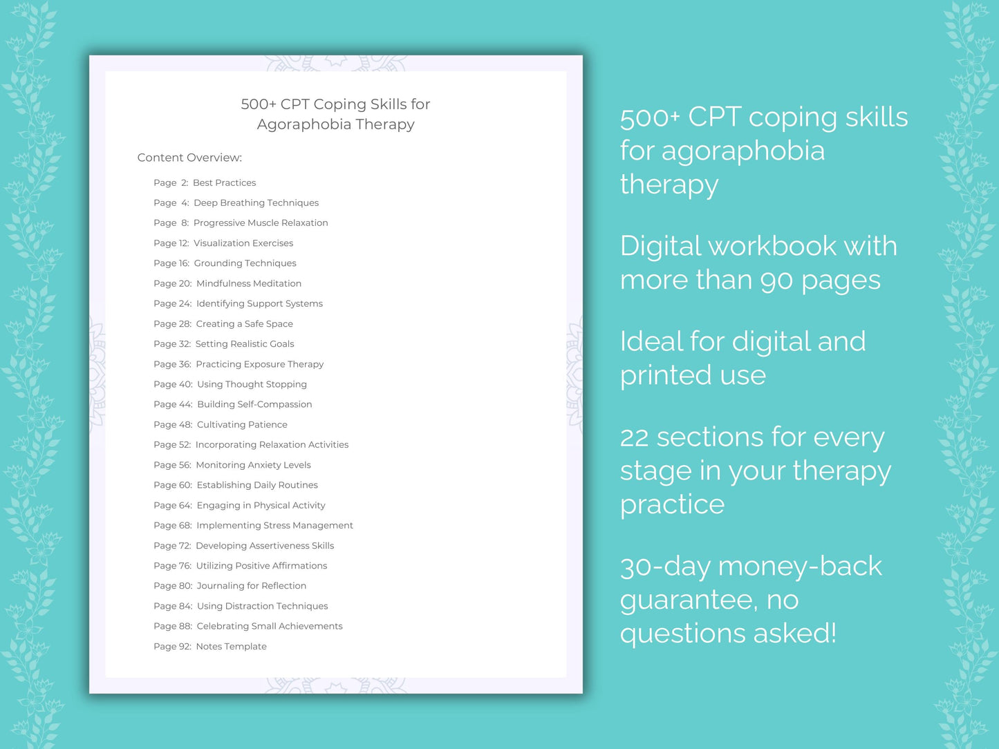 Agoraphobia Cognitive Processing Therapy (CPT) Therapist Worksheets