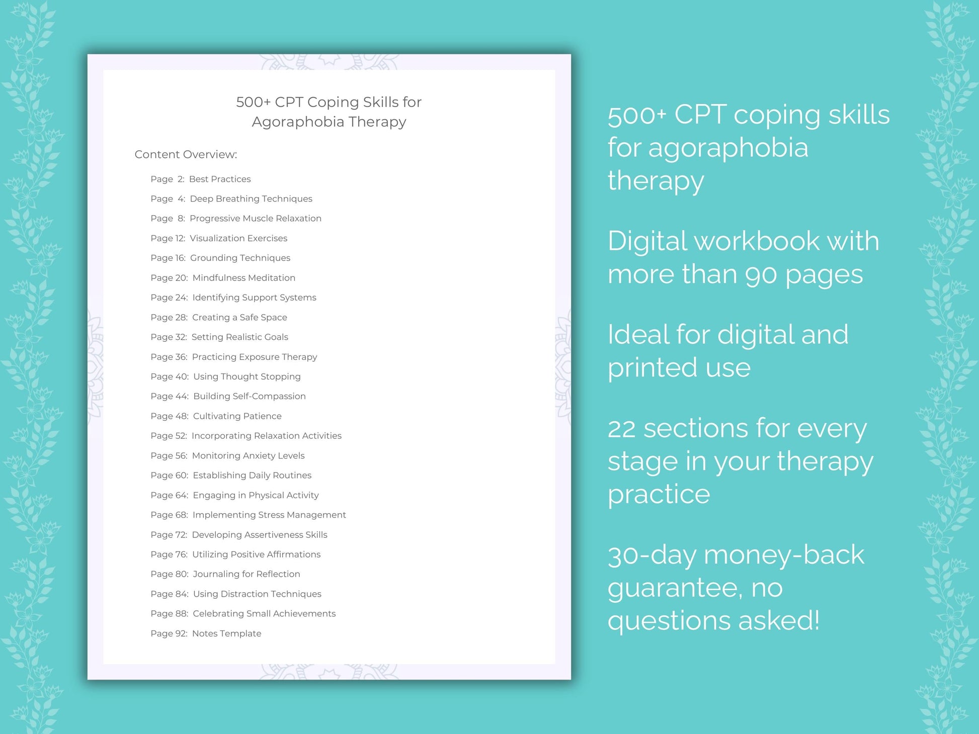 Agoraphobia Cognitive Processing Therapy (CPT) Therapist Worksheets