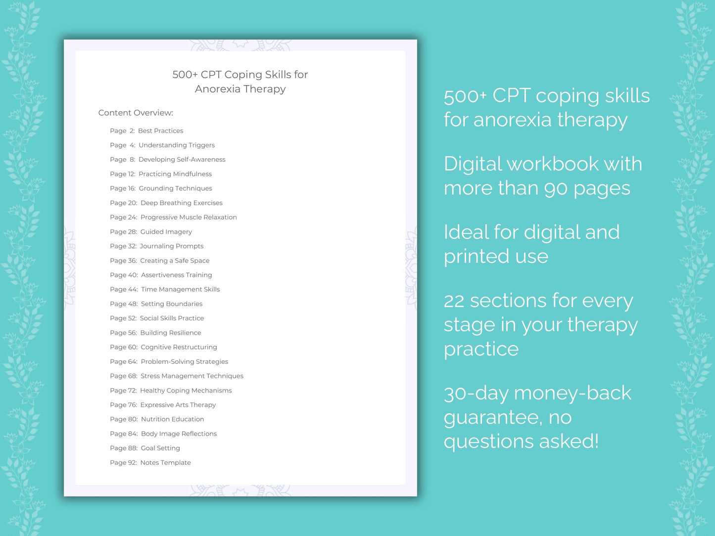 Anorexia Cognitive Processing Therapy (CPT) Therapist Worksheets