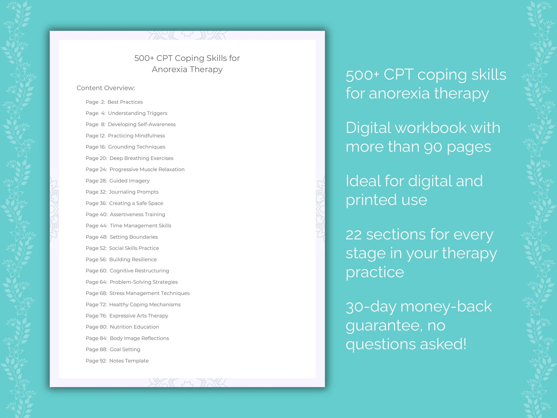 Anorexia Cognitive Processing Therapy (CPT) Therapist Worksheets