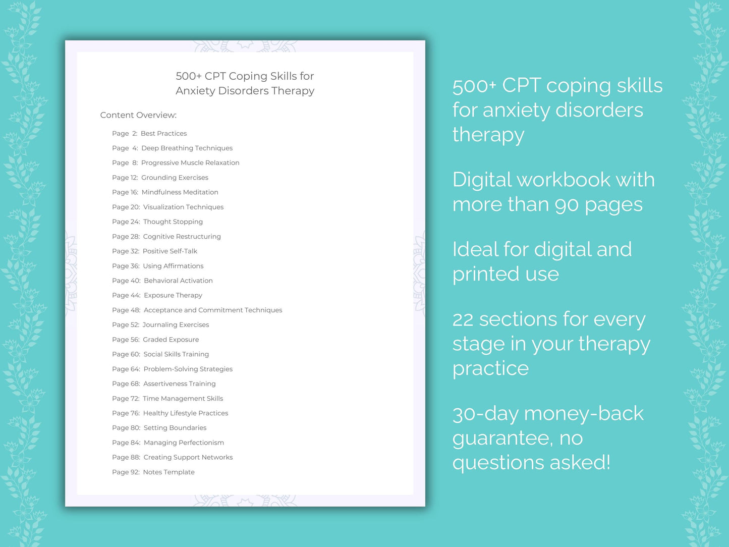 Anxiety Disorders Cognitive Processing Therapy (CPT) Therapist Worksheets