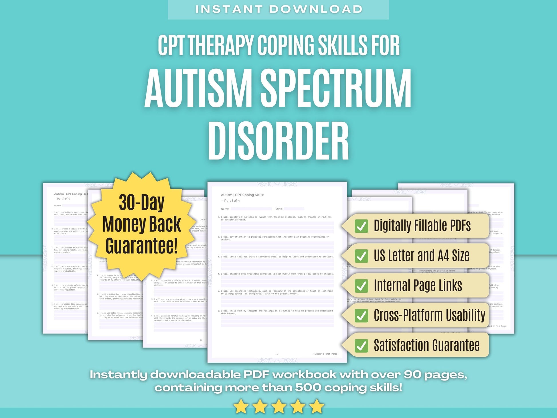 Autism Spectrum Disorder Cognitive Processing Therapy (CPT) Psychology Workbooks